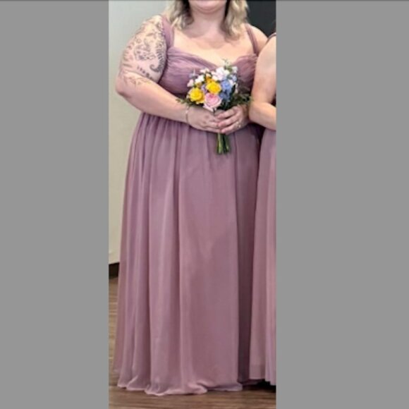 Azazie Zapheira Dusty Rose Bridesmaid Dress + Matching Salome Wrap – Size A26 - Picture 2 of 6